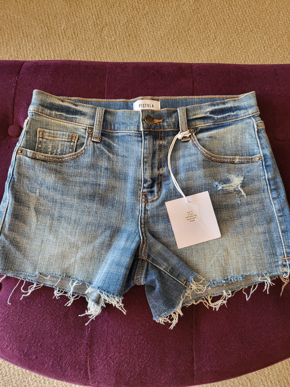 Pistola Pistola Casual Distressed Light Blue Denim Cutof in Blue NWT NEW Size 27